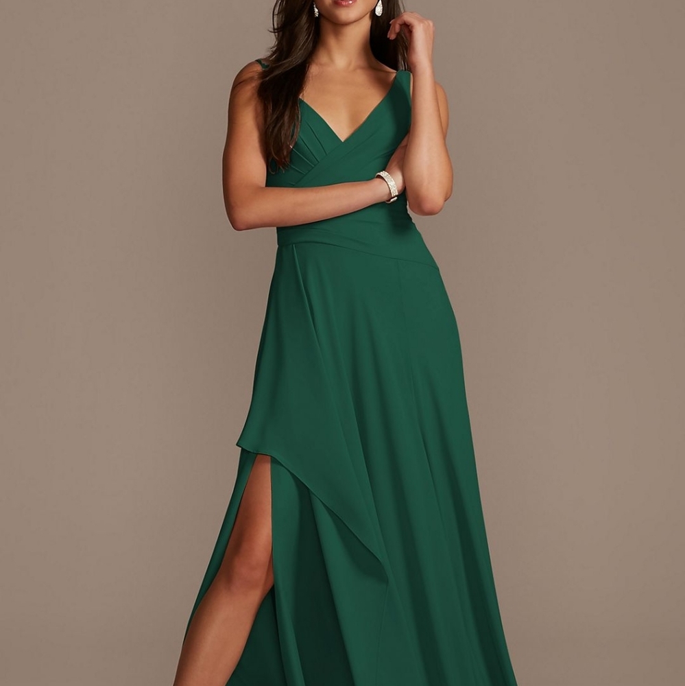 Davids Bridal Tank Georgette Cascade Bridesmaid Dress size 2